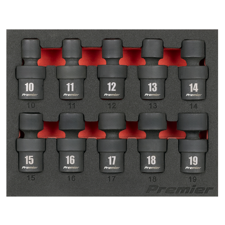 Sealey AK68220 Premier Universal Joint Impact Socket Set 3/8"Sq Drive 10pc - additional view 2