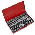 Sealey AK694 Premier Metric/Imperial/Whitworth Socket Set 3/8" & 1/2"Sq Drive 64pc