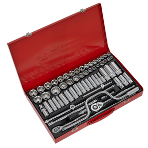 Sealey AK694 Premier Metric/Imperial/Whitworth Socket Set 3/8" & 1/2"Sq Drive 64pc