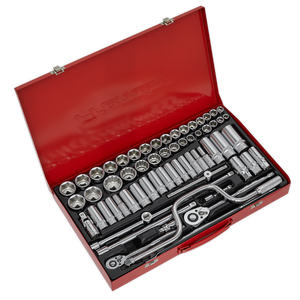 Sealey AK694 Premier Metric/Imperial/Whitworth Socket Set 3/8" & 1/2"Sq Drive 64pc