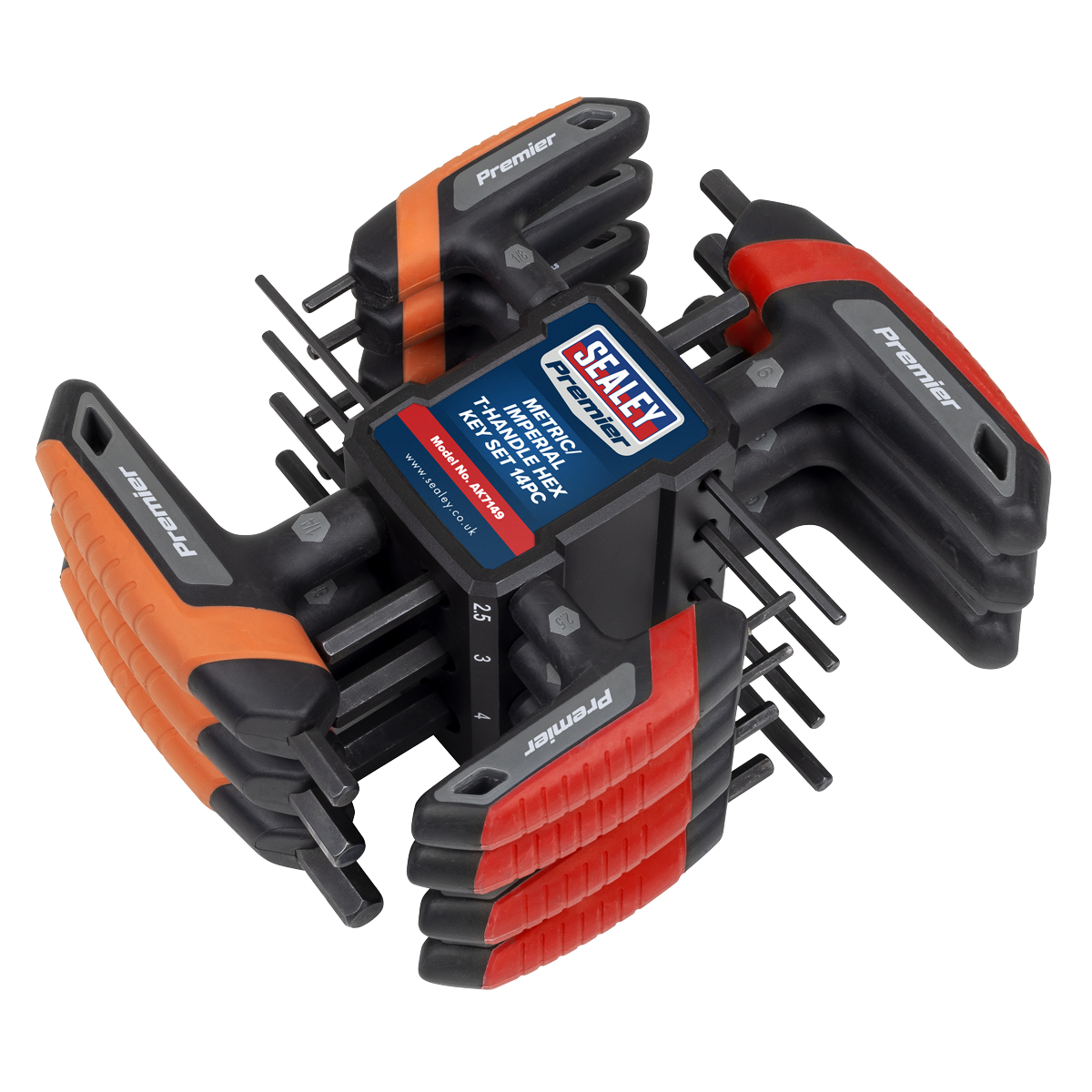 Sealey AK7149 Premier Metric/Imperial T-Handle Hex Key Set 14pc