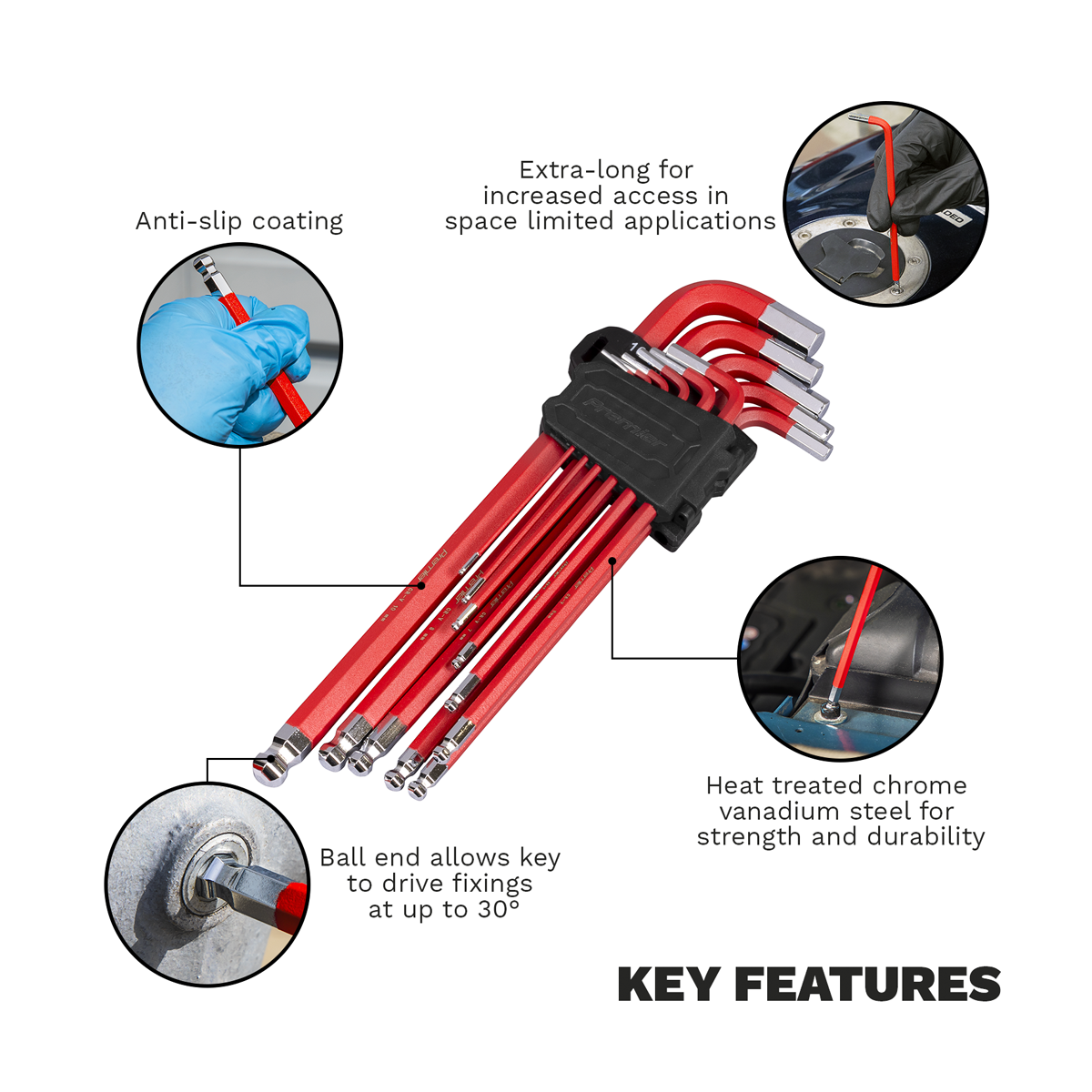Sealey AK7164 Premier Extra-Long Ball-End Hex Key Set 11pc - additional view 8