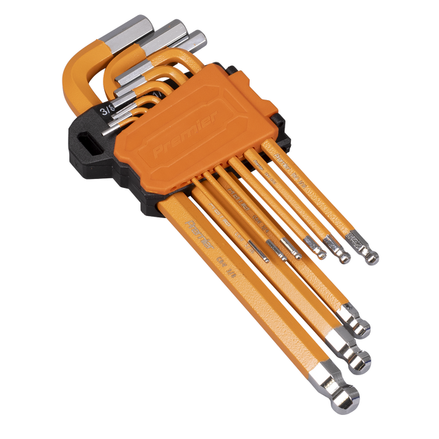 Sealey AK71750 Premier Imperial Long Ball-End Hex Key Set 9pc