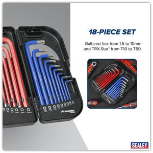 Sealey AK7176 Long Anti-Slip TRX-Star* & Ball-End Hex Key Set 18pc - additional view 4
