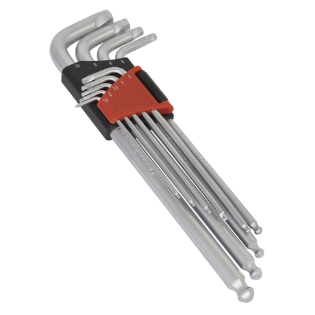 Sealey AK7180 Premier Lock-On™ Extra-Long Ball-End Hex Key Set 9pc