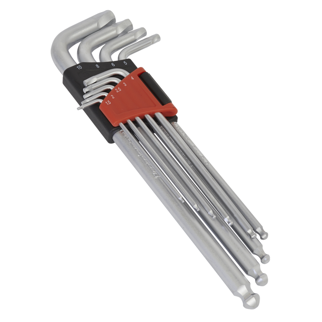 Sealey AK7180 Premier Lock-On™ Extra-Long Ball-End Hex Key Set 9pc