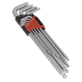 Sealey AK7181 Premier Imperial Lock-On™ Extra-Long Ball-End Hex Key Set 9pc