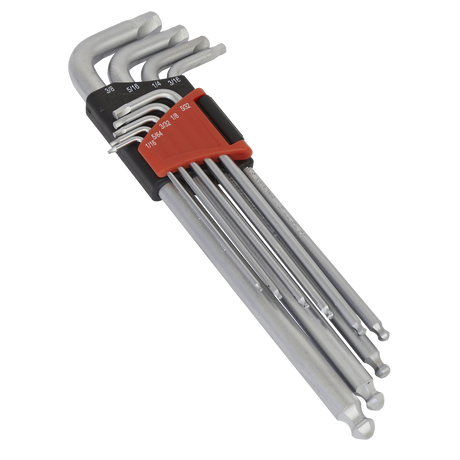Sealey AK7181 Premier Imperial Lock-On™ Extra-Long Ball-End Hex Key Set 9pc
