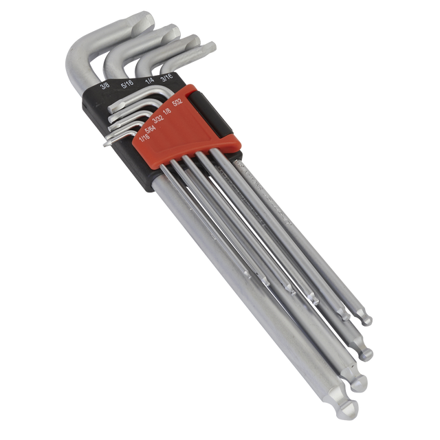 Sealey AK7181 Premier Imperial Lock-On™ Extra-Long Ball-End Hex Key Set 9pc