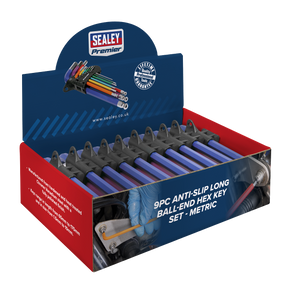 Sealey AK7190DB Premier Long Colour-Coded Ball-End Hex Key Set 9pc - Display Box of 10