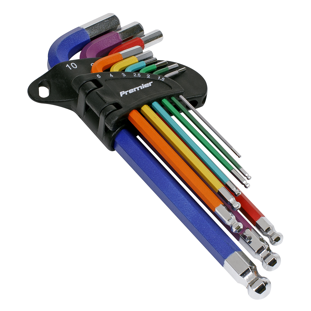 Sealey AK7190DB Premier Long Colour-Coded Ball-End Hex Key Set 9pc - Display Box of 10 - additional view 2