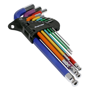 Sealey AK7190DB Premier Long Colour-Coded Ball-End Hex Key Set 9pc - Display Box of 10 - additional view 2