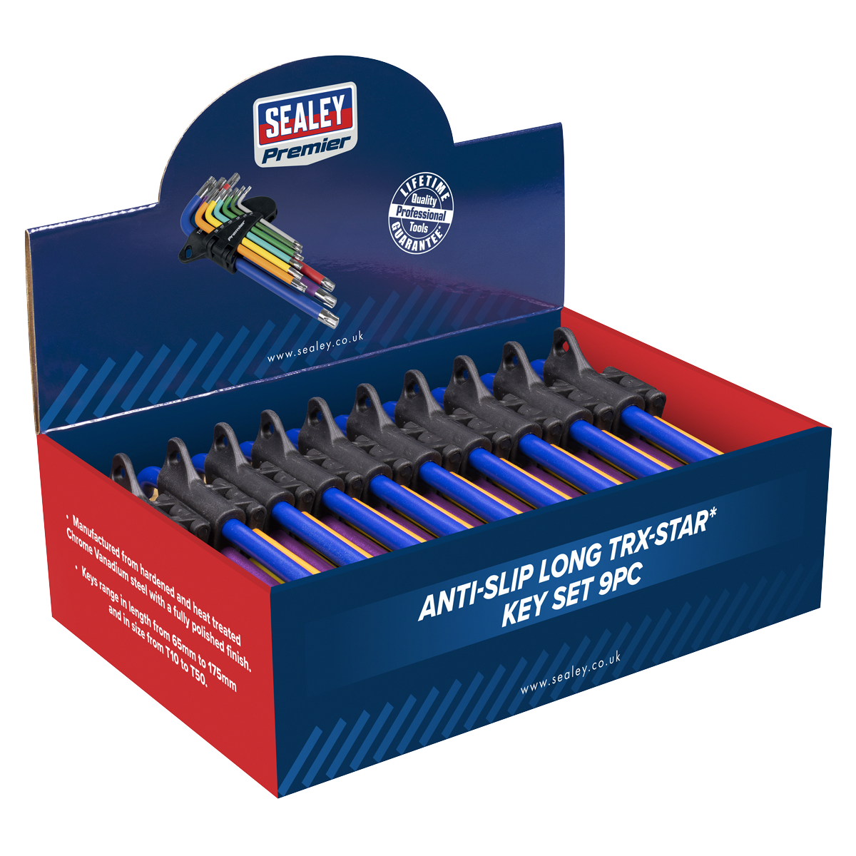 Sealey AK7193DB Anti-Slip Long TRX-Star* Key Set 9pc - Display Box of 10