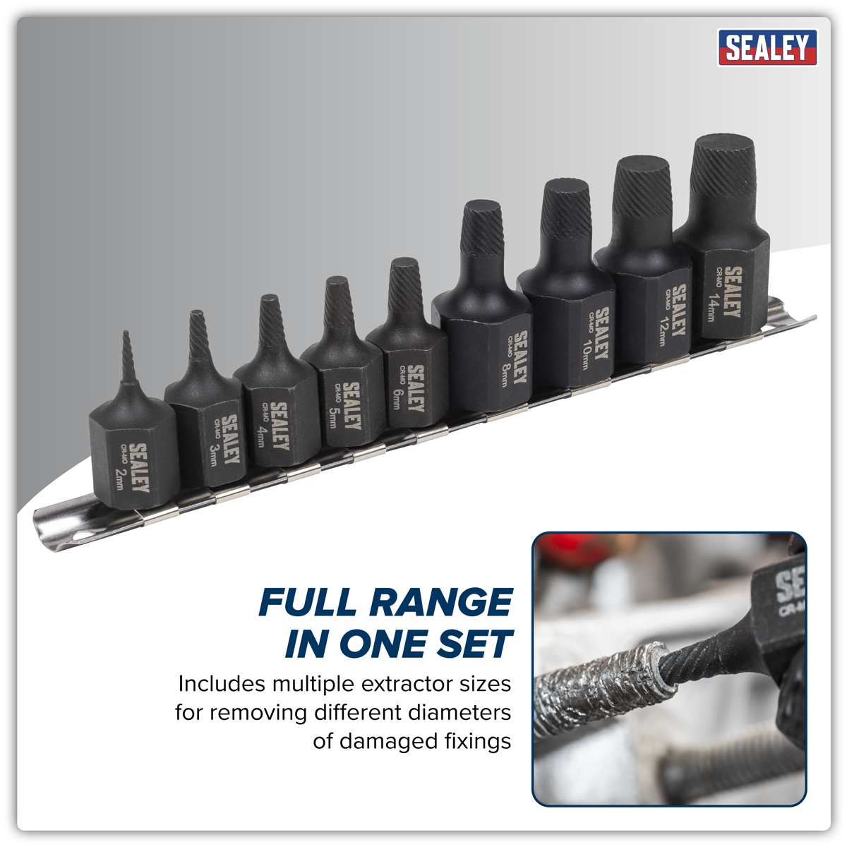 Sealey AK7222 Stud Extractor Set 9pc - additional view 4