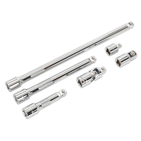 Sealey AK7690 Premier Wobble/Rigid Extension Bar, Adaptor & Universal Joint Set 3/8"Sq Drive 6pc