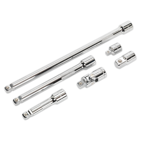 Sealey AK7690 Premier Wobble/Rigid Extension Bar, Adaptor & Universal Joint Set 3/8"Sq Drive 6pc - additional view 2