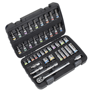 Sealey AK7915 Socket & Socket Bit Set 3/8"Sq Drive 42pc