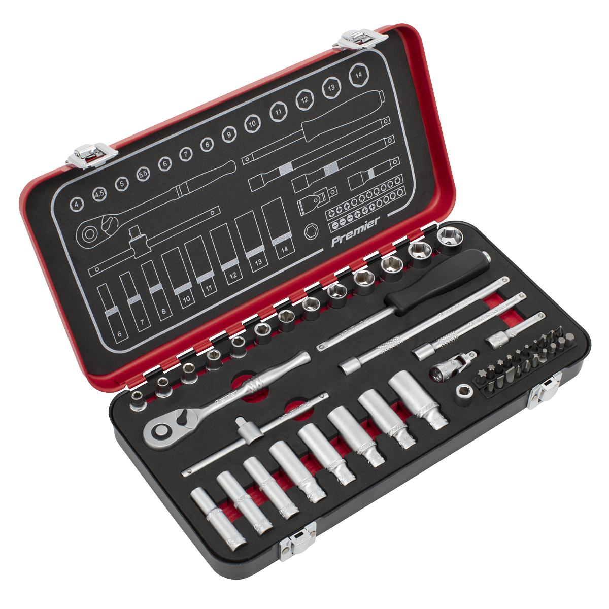 Sealey AK7920 Premier Platinum Socket Set 1/4"Sq Drive 49pc