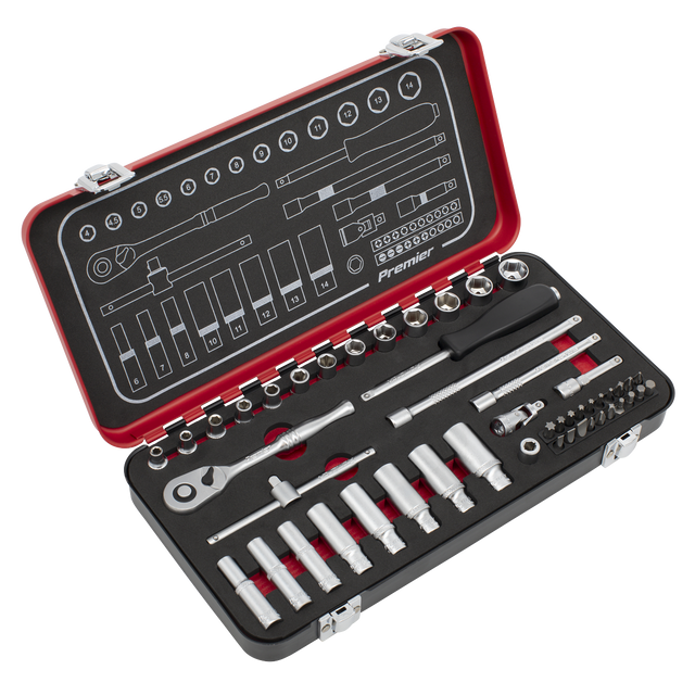 Sealey AK7920 Premier Platinum Socket Set 1/4"Sq Drive 49pc