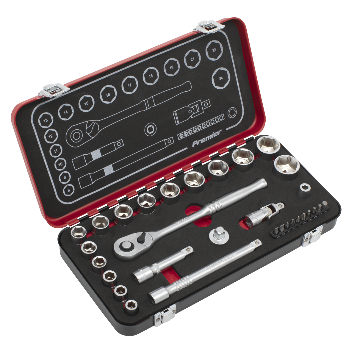 Sealey AK7921 Premier Platinum Socket Set 3/8"Sq Drive 31pc