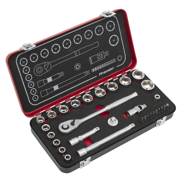 Sealey AK7921 Premier Platinum Socket Set 3/8"Sq Drive 31pc