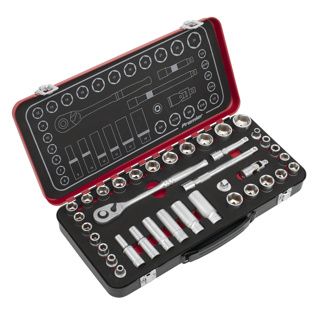 Sealey AK7923 Premier Platinum Metric/Imperial Socket Set 3/8"Sq Drive 37pc