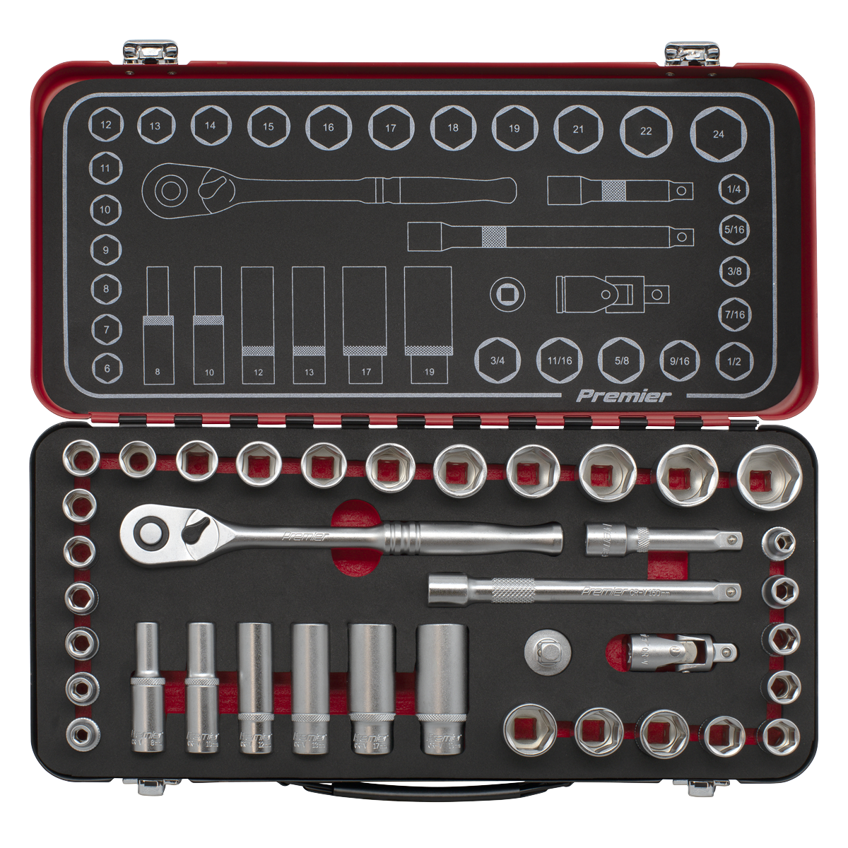 Sealey AK7923 Premier Platinum Metric/Imperial Socket Set 3/8"Sq Drive 37pc - additional view 4