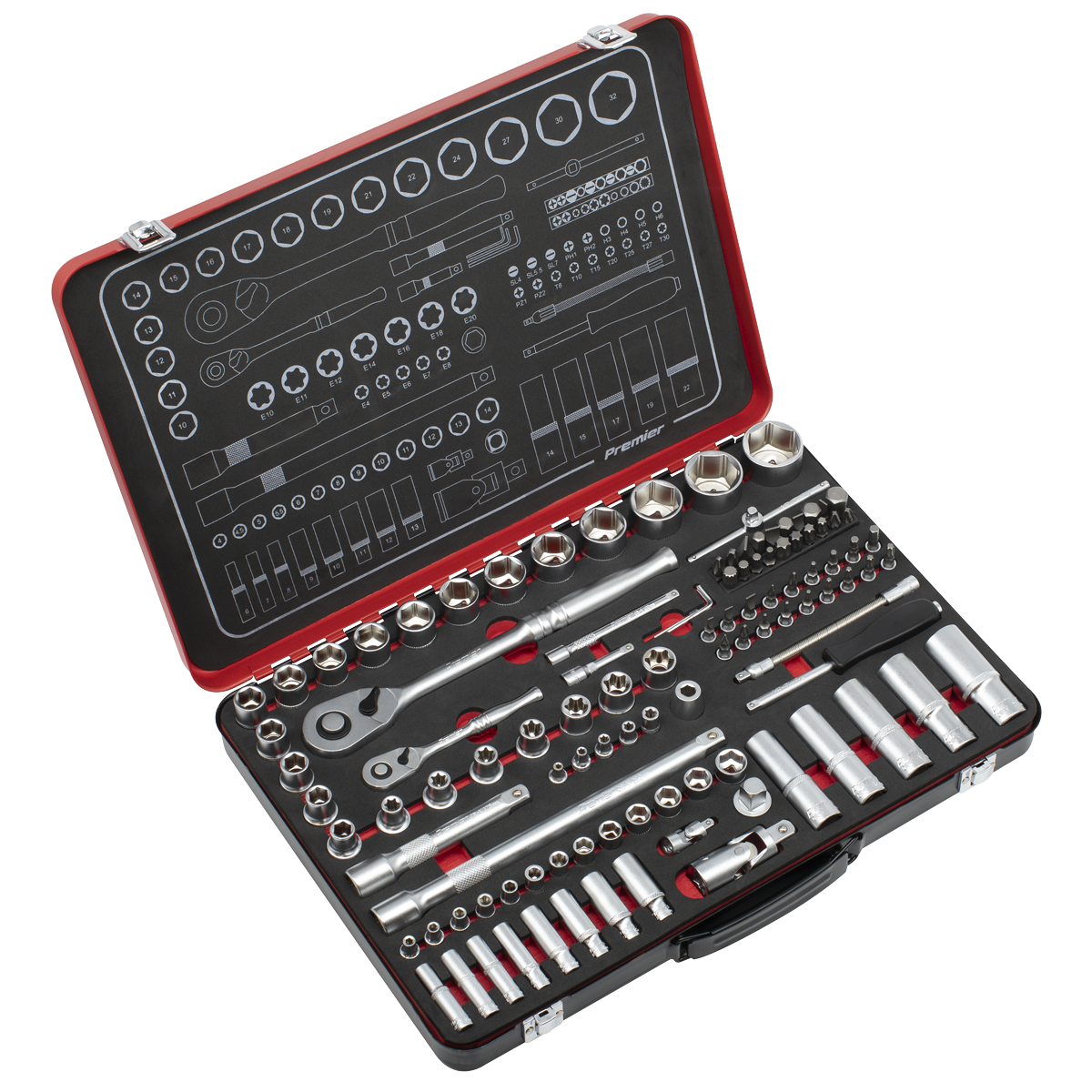 Sealey AK7926 Premier Platinum Socket Set 1/4" & 1/2"Sq Drive 108pc