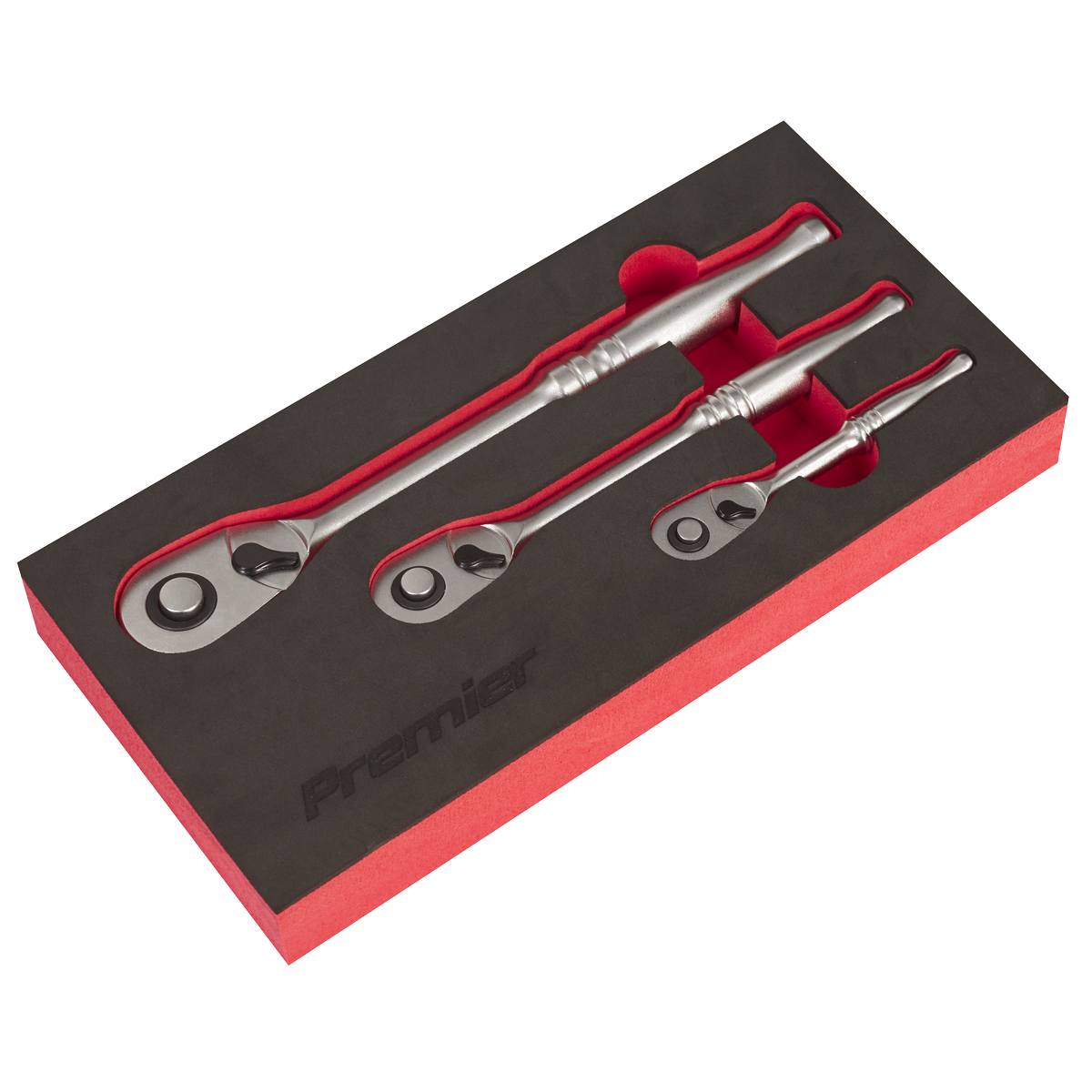 Sealey AK7933 Premier Platinum Pear Head Ratchet Wrench Set with Flip Reverse 3pc