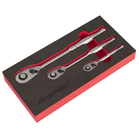 Sealey AK7933 Premier Platinum Pear Head Ratchet Wrench Set with Flip Reverse 3pc