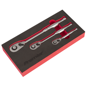 Sealey AK7933 Premier Platinum Pear Head Ratchet Wrench Set with Flip Reverse 3pc