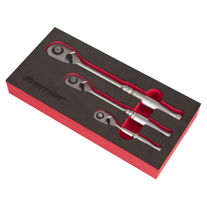 Sealey AK7933 Premier Platinum Pear Head Ratchet Wrench Set with Flip Reverse 3pc - additional view 4