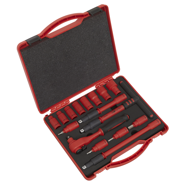 Sealey AK7940 Premier Insulated Socket Set 3/8"Sq Drive 16pc - VDE Approved