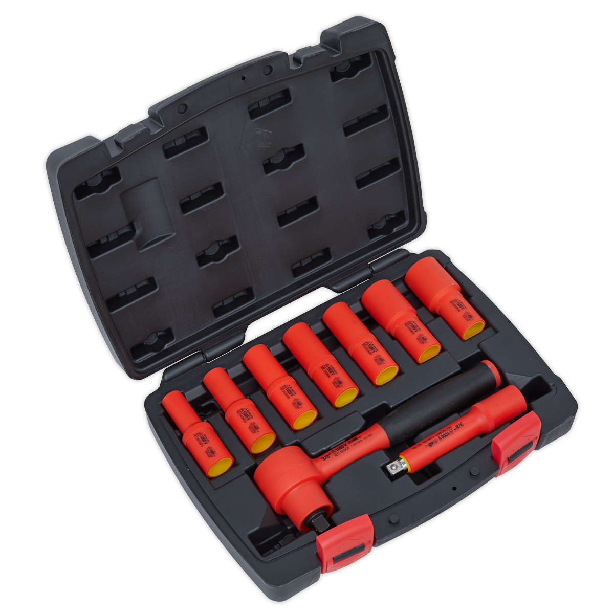 Sealey AK7942 Premier Insulated Socket Set 3/8"Sq Drive 9pc - VDE Approved