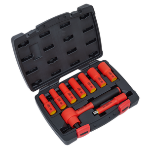 Sealey AK7942 Premier Insulated Socket Set 3/8"Sq Drive 9pc - VDE Approved