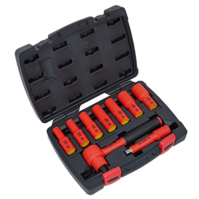 Sealey AK7942 Premier Insulated Socket Set 3/8"Sq Drive 9pc - VDE Approved
