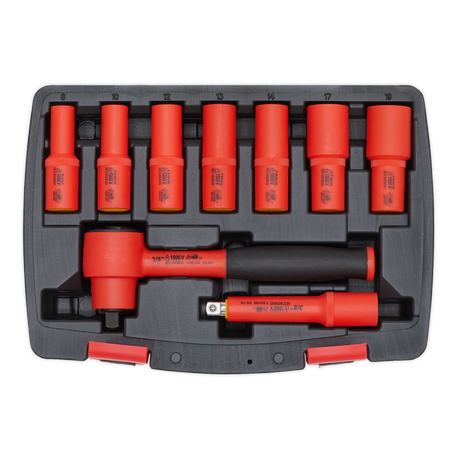 Sealey AK7942 Premier Insulated Socket Set 3/8"Sq Drive 9pc - VDE Approved - additional view 2