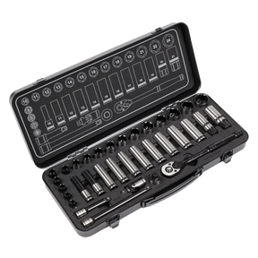 Sealey AK7971 Premier Black Socket Set 3/8"Sq Drive 34pc