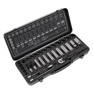 Sealey AK7971 Premier Black Socket Set 3/8"Sq Drive 34pc