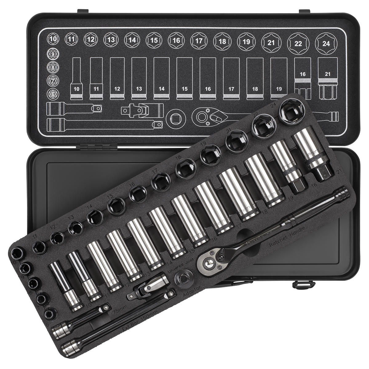 Sealey AK7971 Premier Black Socket Set 3/8"Sq Drive 34pc - additional view 5