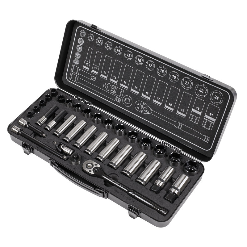 Sealey AK7971 Premier Black Socket Set 3/8"Sq Drive 34pc - additional view 3