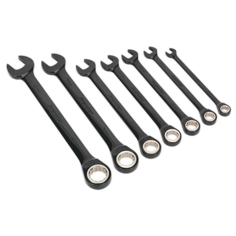 Sealey AK7978 Premier Black Combination Ratchet Spanner Set 7pc