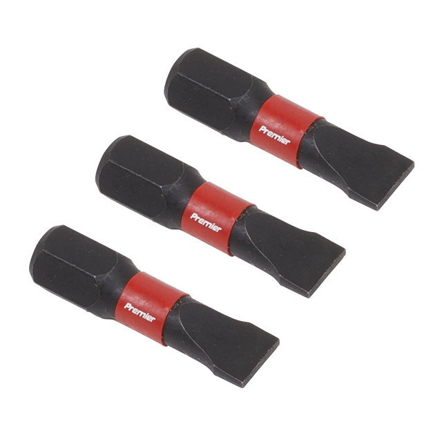 Sealey AK8203 Premier Slotted Impact Power Tool Bits 6.5 x 25mm 3pc