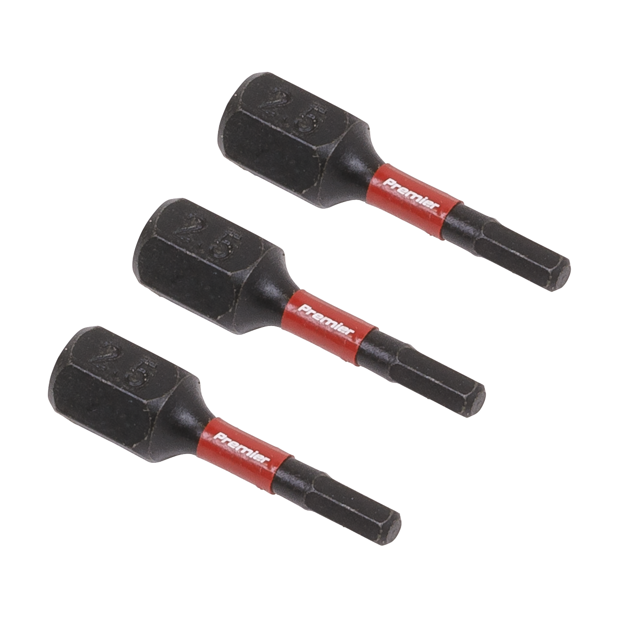 Sealey AK8210 Premier Hex Impact Power Tool Bits 2.5 x 25mm 3pc