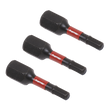 Sealey AK8211 Premier Hex Impact Power Tool Bits 3 x 25mm 3pc