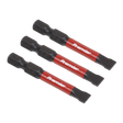 Sealey AK8228 Premier Slotted Impact Power Tool Bits 6.5 x 50mm 3pc