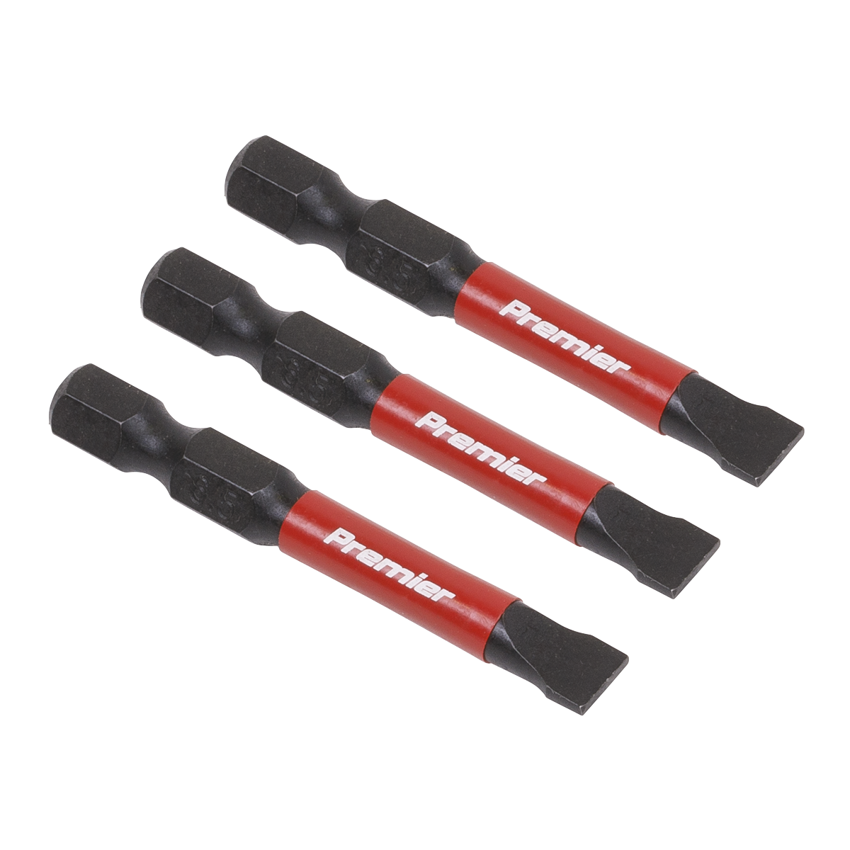 Sealey AK8228 Premier Slotted Impact Power Tool Bits 6.5 x 50mm 3pc