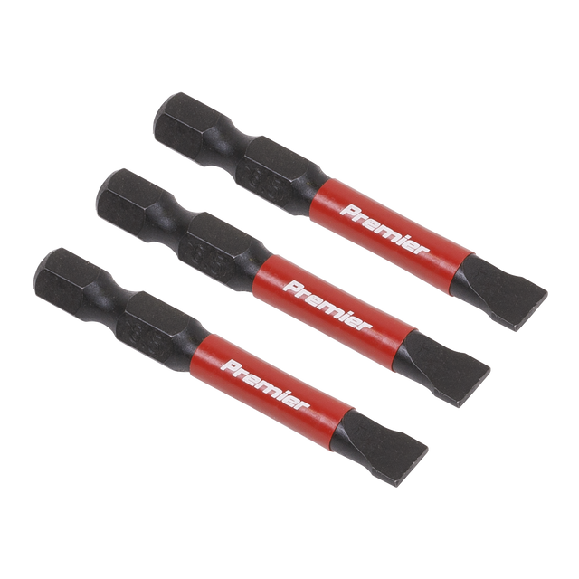 Sealey AK8228 Premier Slotted Impact Power Tool Bits 6.5 x 50mm 3pc