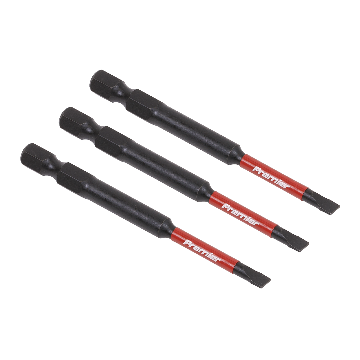Sealey AK8251 Premier Slotted Impact Power Tool Bits 4.5 x 75mm 3pc