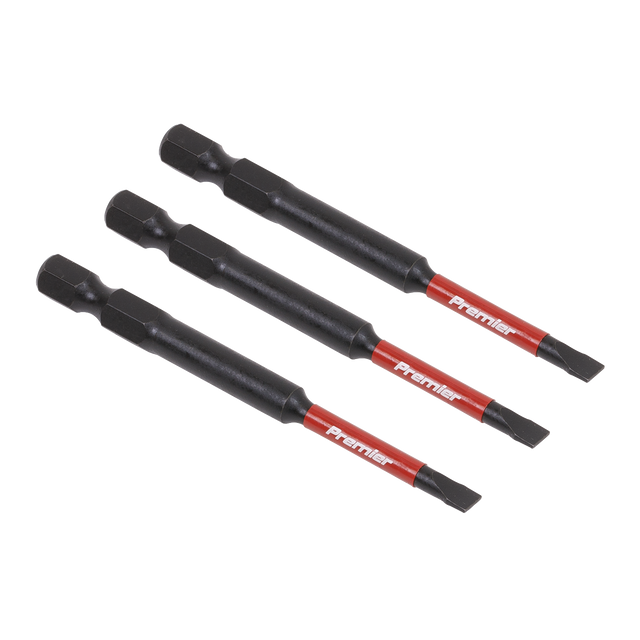 Sealey AK8251 Premier Slotted Impact Power Tool Bits 4.5 x 75mm 3pc